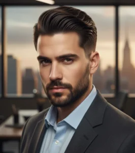 Low Drop Fade Straight Hair Slick Back