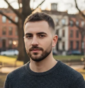 Low Drop Fade Buzz Cut with Line-Up