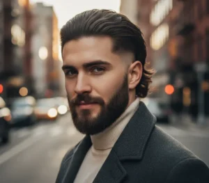 Textured Slick Back with Drop Fade