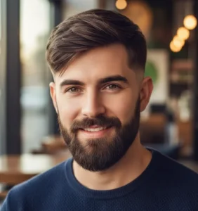 Low Drop Fade Hard Part Straight Hair