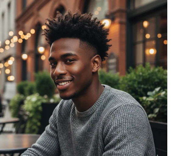 black male low drop fade