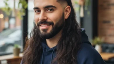 Long hair low drop fade